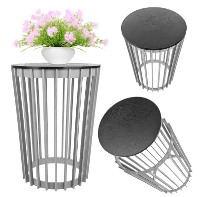 Okrogla klubska mizica, siva, mala, podstrešna vrtna košara za balkon, opatina 40 cm