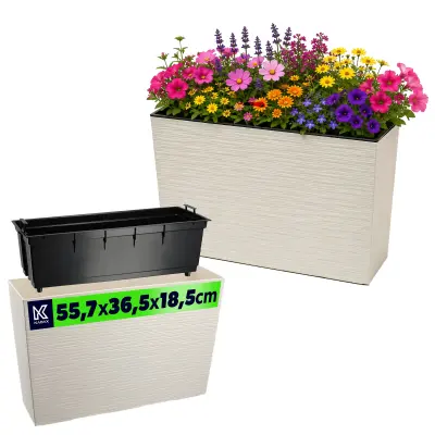 cvetlični lonec visok + vložek 19x56 cm krem ​​​​terasa
