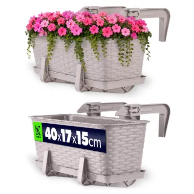 balkonski lonec za rože s stojalom 40 cm + rihanki