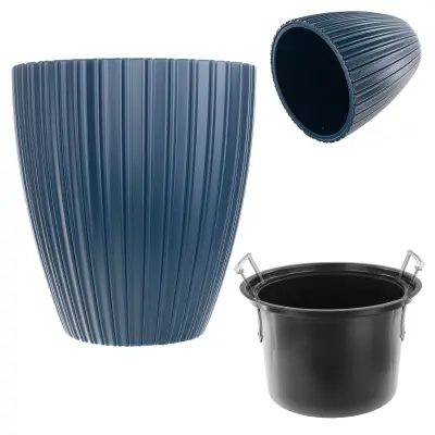 cvetlični lonec 30 cm pokroni vložek moder plastik