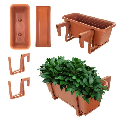 Balkonski cvetlični lonec, cvetlični lonec 40 cm, rihanki, stojalo, balkonska ograja