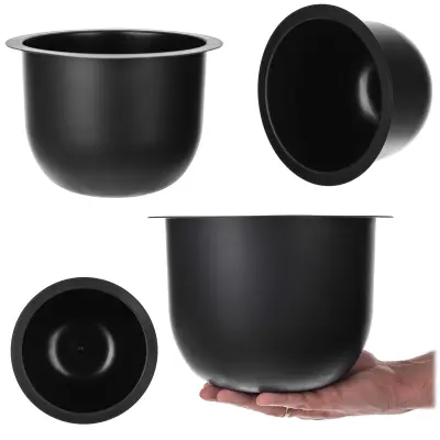 Loft okrugli vložek za cvetlični lonec za gredice crne boje 24 cm