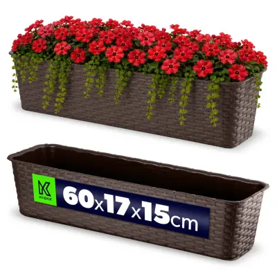 Balkonski lonec 60 cm, cvjetni lonec, balkonski rjav