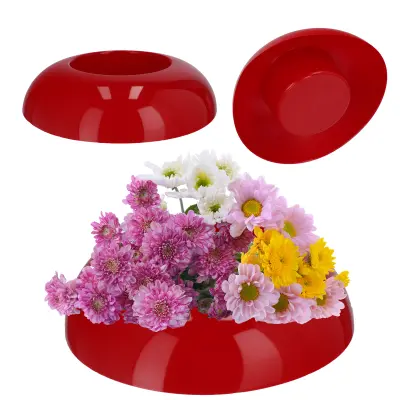 Pokrov za cvetlični lonček za aranžmaje, kompozite, ukrasna podlaga, ikebana, crvena 12 cm
