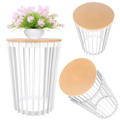 Okrogla klubska mizica, bela, mala, podstrešna vrtna košara za balkon, opatina 54 cm