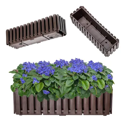 balkonski cvetlični lonec 58x18x16,5 cm rjave boje za balkon