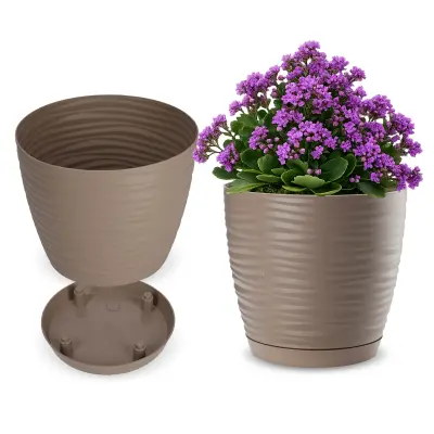Cvetlični lonec 17 cm okrugli plastični cvetlični lonec bež boje