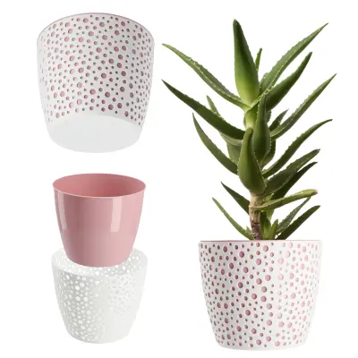 cvetlični lonec, cvetlični lonec, okrugla posuda, plastični stojalo za roze, 15 cm, roza