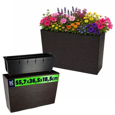 Vrtni lonec za rože visok + vložek 19x56 cm Moka
