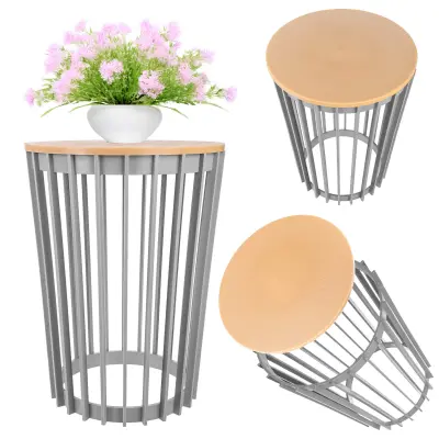 Okrogla klubska mizica, siva, mala, podstrešna vrtna košara za balkon, opatina 54 cm