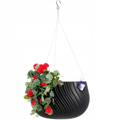 cvetlični lonec z vstavkom, obešen rogogel, za balkon, terasa, siv, 29,5 cm