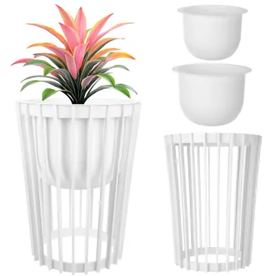 Loft dvotransko stojalo za rože belo 53,5 cm + 2x ustavka