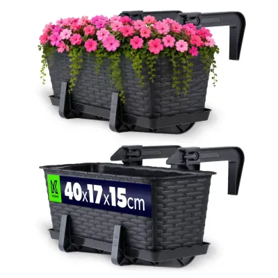 balkonski lonec za rože s stojalom 40 cm + rihanki