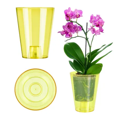 cvetlični lonec za orhideje, plastični lonec, burag, monobarvni, 12 cm
