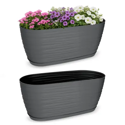 cvetlični lonec 27 cm ovalni plastik cvetlični lonec antracit