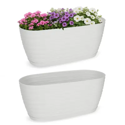 cvetlični lonec 27 cm ovalni plastik bel