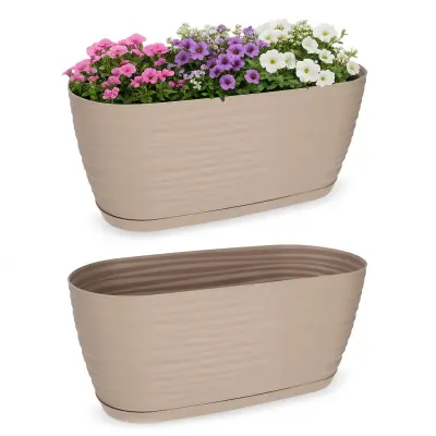 cvetlični lonec 27 cm ovalni plastik bež