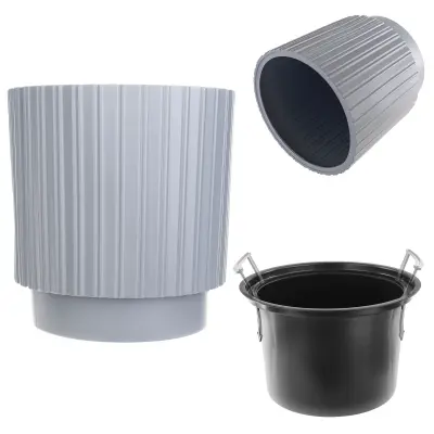 cvetlični lonec 40 cm pokor z ustavkom siv plastik