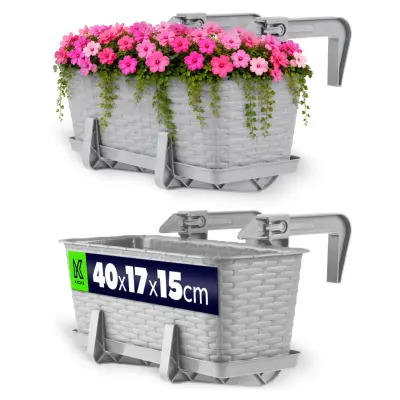 balkonski lonec za rože s stojalom 40 cm + rihanki