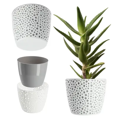 cvetlični lonec, cvetlični lonec, okrugla plastika cvetlični lonec, 17 cm, siv