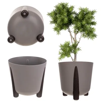 cvetlični lonec, pokron za cvetlični lonec, plastika, moderno, sivo, 30 cm