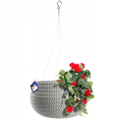 cvetlični lonec z vstavkom, obešen rogogel, za balkon, terasa, siv, 29,5 cm