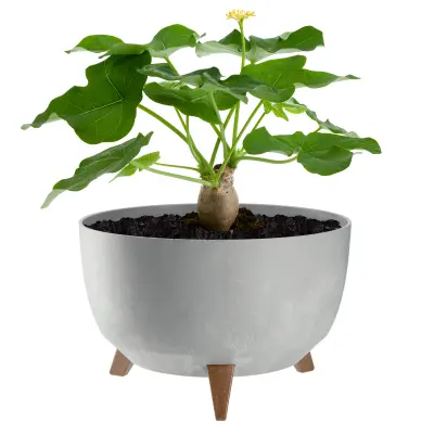 cvetlični lonec 33 cm pokron + vstavljive noge stajalo za rože iz plute, sivo