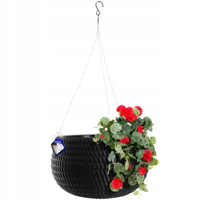 cvetlični lonec z vstavkom, obešen rogogel, za balkon, terasa, siv, 29,5 cm
