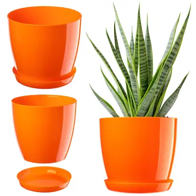 Cvetlični lonec s krójnikom Plasticni pokor Cvetlični lonec 16 cm Oranžen Kadax