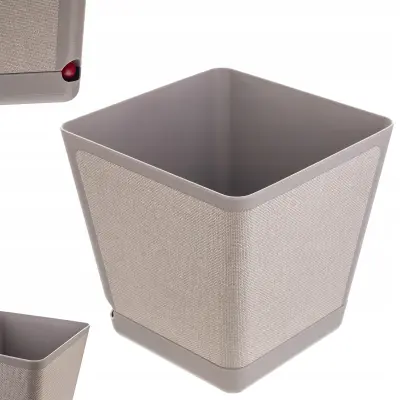 Prevleka za cvjetni lončić sa stojalom, kvadratna, bež, nazur blaga, 24 cm