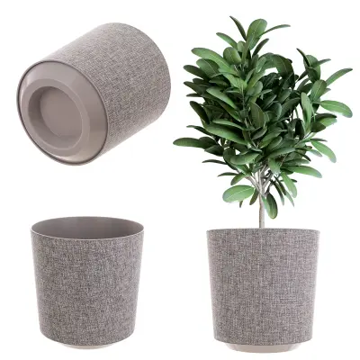 Cvetlični lonec Okrogel cvetlični lonec z vosselem taupe iz blaga 30 cm