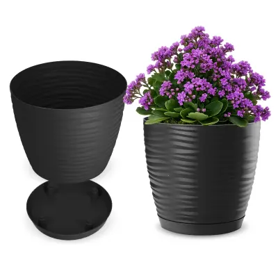 cvetlični lonec 17 cm okrugla plastika cvetlični lonec antracit