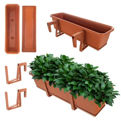 Balkonski cvetlični lonec, cvetlični lonec 60 cm, rihanki, stojalo, balkonska ograja