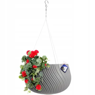 cvetlični lonec z vstavkom, obešen rogogel, za balkon, terasa, siv, 29,5 cm