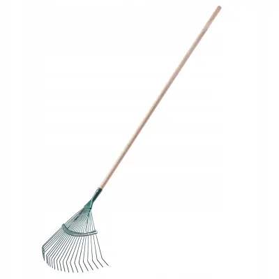Grablje za listje, vrtne i travne grablje z lesenim rihankom, 167 cm, pahljačaste grablje