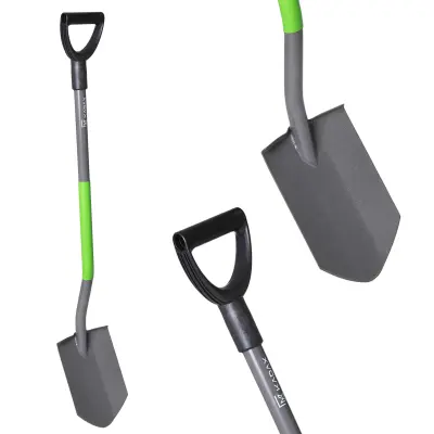 Lopata ostra 119 cm kovinska vrtna ergonomska lopata s koničastim rihankom
