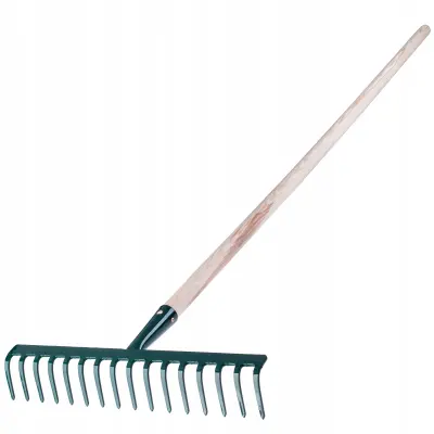 grablje za listje, vrtna trava, lesen rijek, 138 cm, 16-zobne trdne grablje