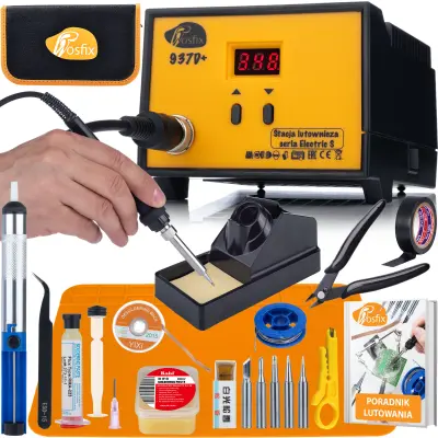 937D+ Stanica za Lemljenje ProKit – 60W, LCD 200–480°C, ESD Sigurno | 6 Mlaznica, Etui 265×140×50 mm