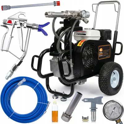 Set Tornado Pro RTG6 – Airless Uređaj Za Prskanje Boje Benzinski | 6.6 KS, 7.3 L/min, 3300 PSI, Cijev 15 m 3/8", Mlaznica 241, Cijev 50 cm