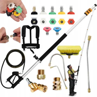 PowerReach ProMax 6.3m – Cijev Za Prskanje Za Visokotlačni Perač, Aluminij, Doseg 6,3 m | 4000 PSI, 7 Mlaznica, M22/QC