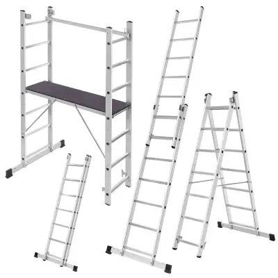 Mini aluminijski oder 2x7 stepnic Zložljiva radna ploča Lestev 3v1