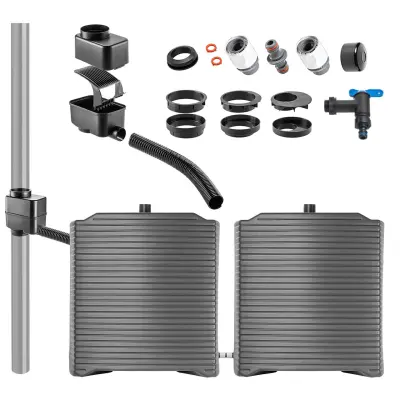 Rezervoar za deževnico, sod za vodo, modularna posoda, 250 l, komplet pipe