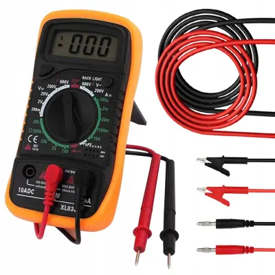 Set XL830L Digitalni Multimetar – Kablovi s Krokodilima 100 cm, 1000V 15A | LCD, HOLD, 9V Baterija