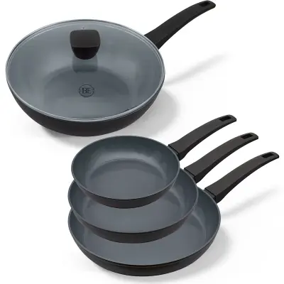 BE Living Set 3 tave 20-24-28 cm + wok s poklopcem 28 cm Delight Black