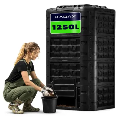 Modularni vrtni kompostnik Črna, mrzhal odorna gnojilna posoda Velika XXL 1250L