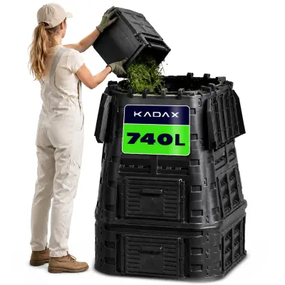 Modularni vrtni kompostnik, opodaren protiv mrzala, cjeloletno počen, crne boje, 740 l