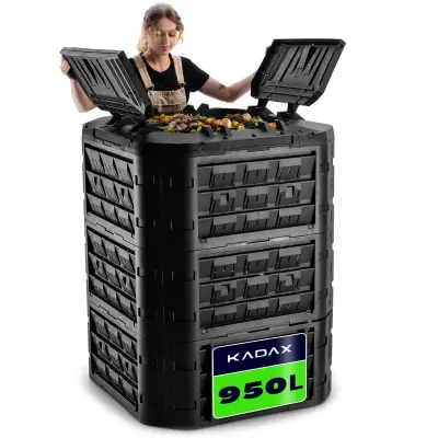 Velik modularni vrtni kompostnik, odoren protiv mrzali, gnojilo za cijelo ljeto, 950 l