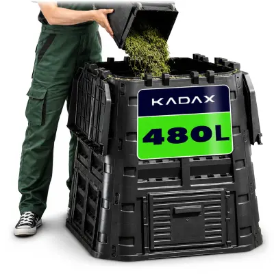 Modularni vrtni kompostnik, odoren protiv mrzala, cjeloletni, crne boje, 480 l
