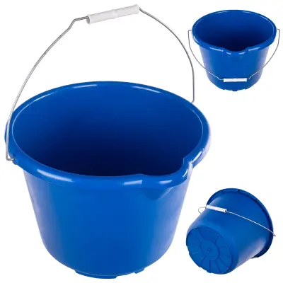 Gradbeno vedro z lijakom, rihankem, merilno činkajno, 12 l, plastično, jako