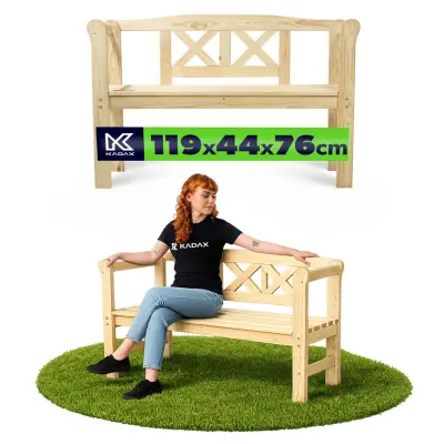 Lesena vrtna klupa s naslonjalom 119 cm Vrtna klopa za terrazzo Natural